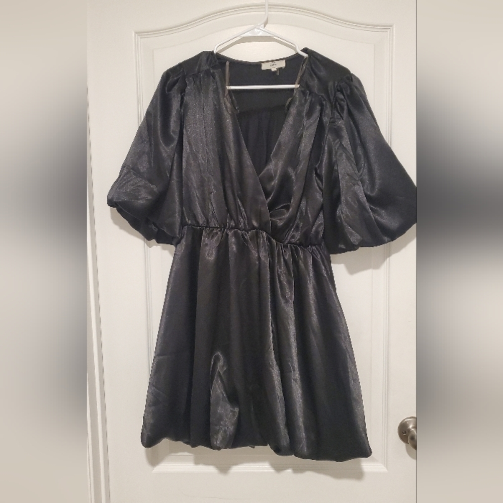 Entro Black Satin Bubble Dress
